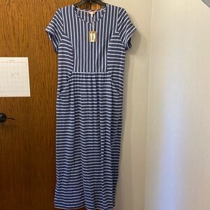 Blue stripe maxi dress